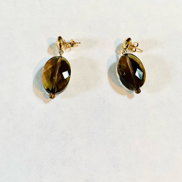 Vintage 14k Smokey topaz drop earrings. Stunning and pristine. - Picture 2 of 6